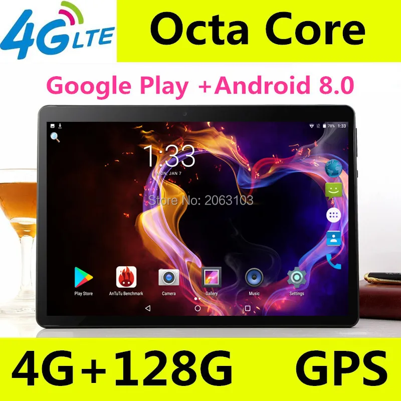 2019 Newest Google Play Store Android 8.0  10 inch Octa Core Tablet 10.1 4GB RAM 128GB ROM Dual Cameras tablet 10 Free Shipping