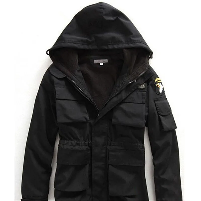  Men's Cotton Us Army Military Clothing Hooded Windbreaker Tops Winter Outdoor Climbing Thermal Flee