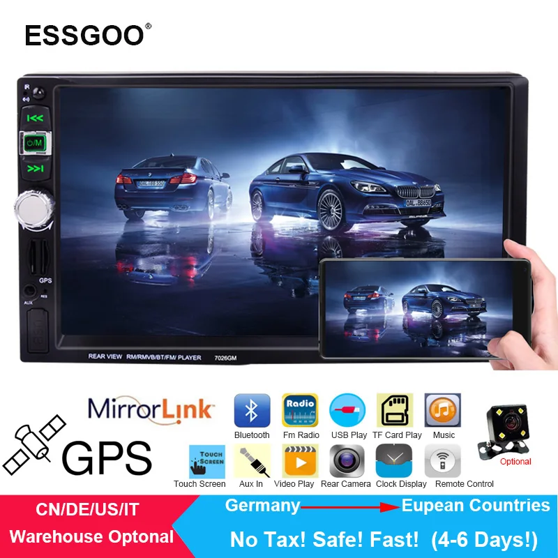 

Essgoo 2 din car radio 7" MP5 Auto Car audio Autoradio Bluetooth USB 2din Multimedia Player 2018 EU Free Map 2017 Russia Navitel