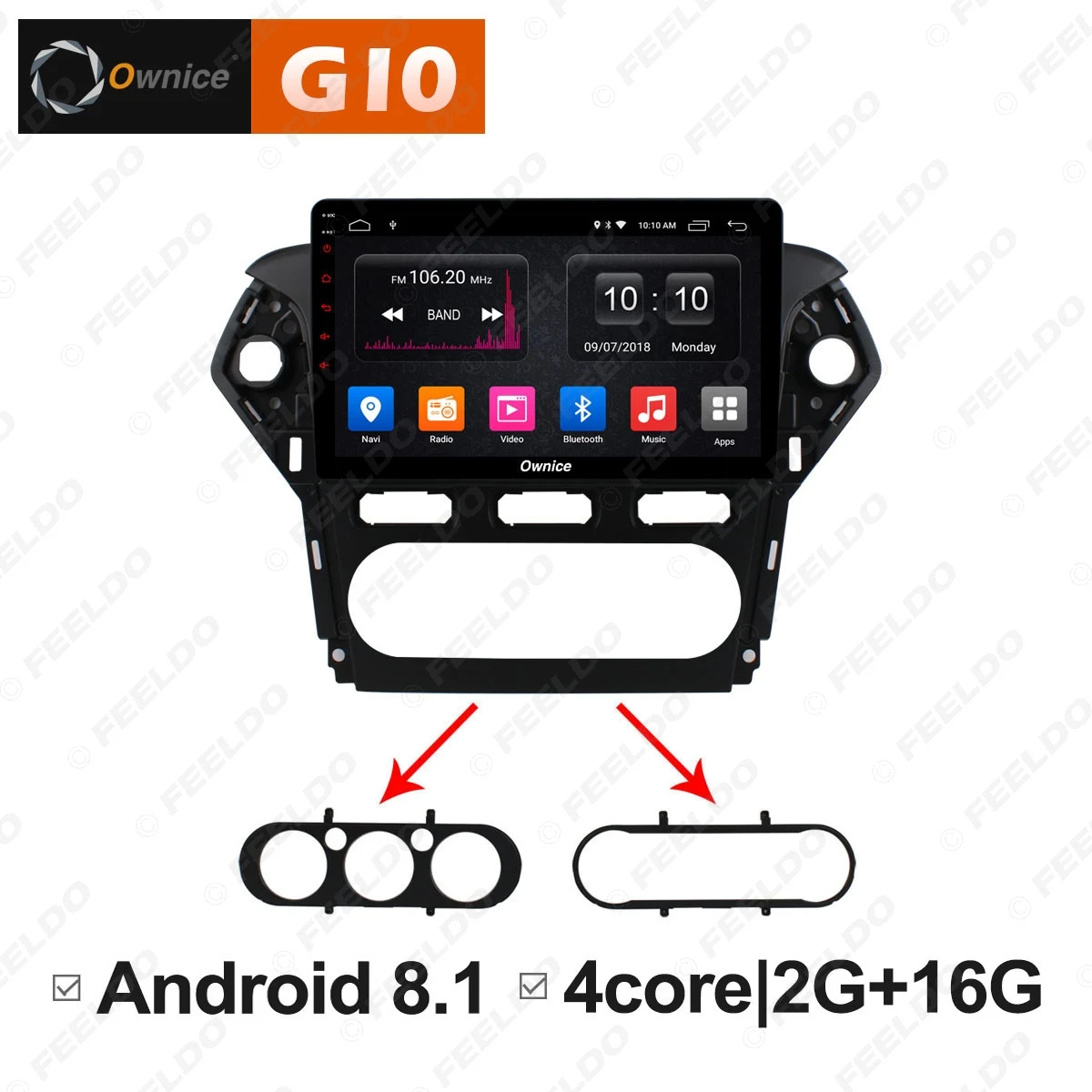 FEELDO 10 1 &quot2.5D Nano IPS экран Android 6 0 Octa Core/DDR3 2G/32G/4G LTE автомобильный медиаплеер для Ford Mondeo