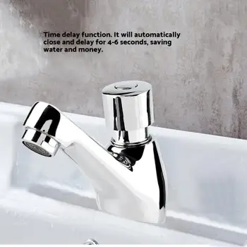 

Single Handle Faucet Washbasin Tap Ktchen Bathroom Chrome Sink Faucet Self Closing Water Saving Time Delay Basin Sink Tap Faucet