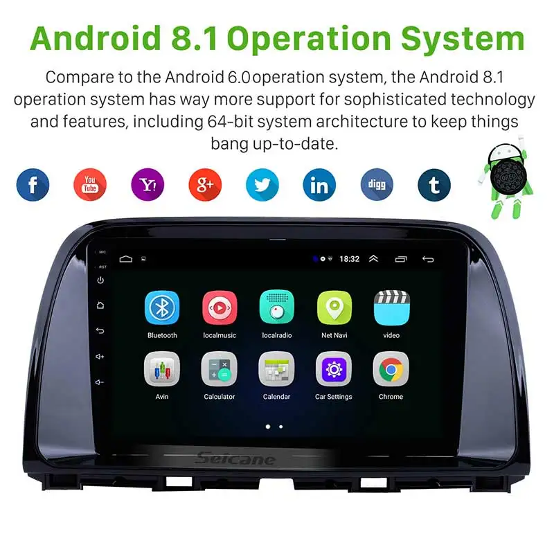 Perfect Seicane 2 Din 9 Inch Android 8.1 Car radio auto Stereo GPS For 2012 2013 2014 2015 Mazda Cx-5 cx5 cx 5 car Multimedia Player 1