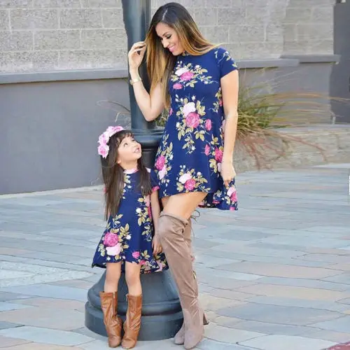 Мама и я; одинаковые платья для семьи; сарафан с цветочным рисунком для мамы и дочки; для детей; для женщин