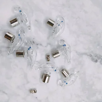 

100pcs/lot SCREW CAP cute Dolphins glass vial pendant Perfume essential oil charm name on rice art wishing glass bottle charms