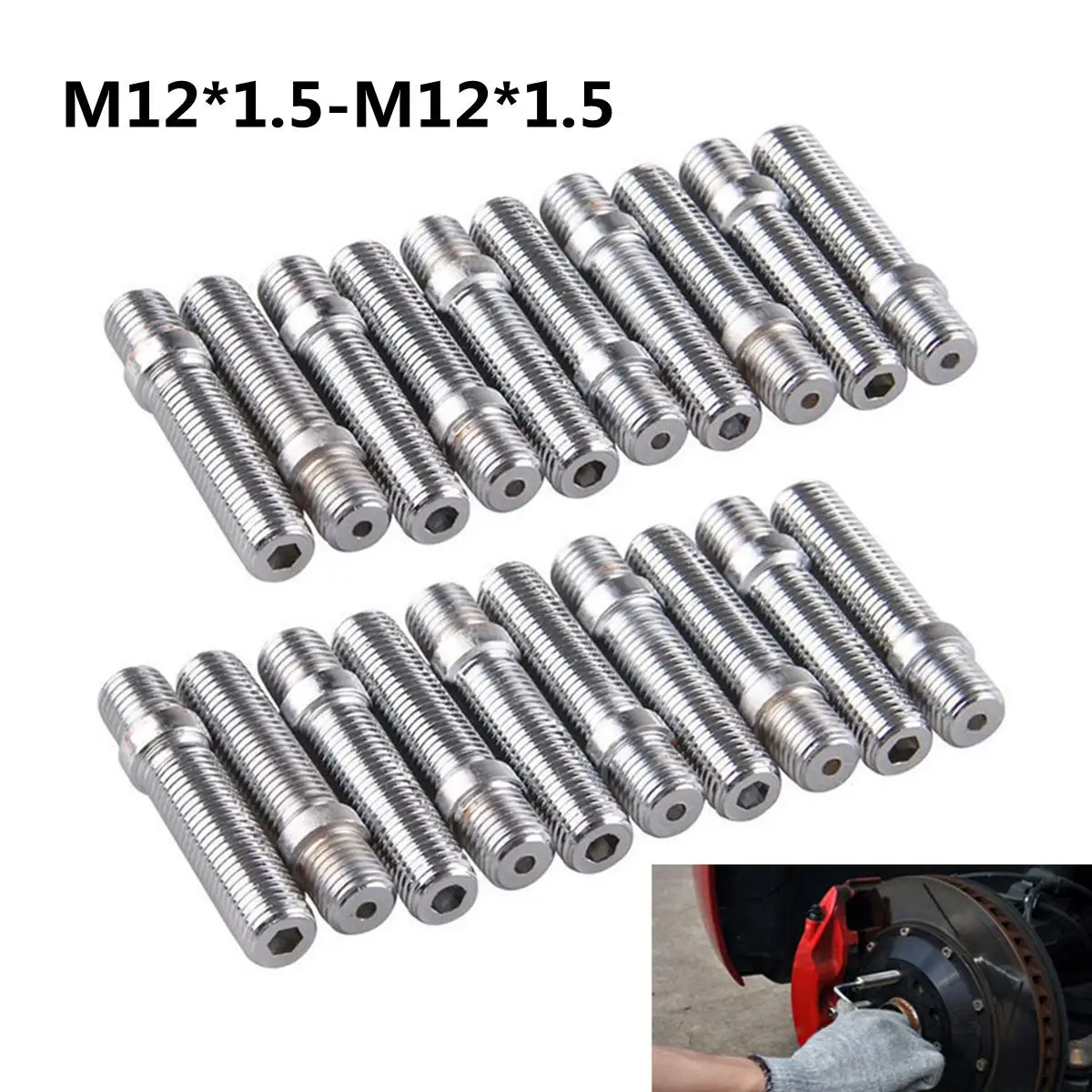 Car 20PCS M12*1.5 M12*1.5 58MM Long Wheel Stud Conversion Kit Steel