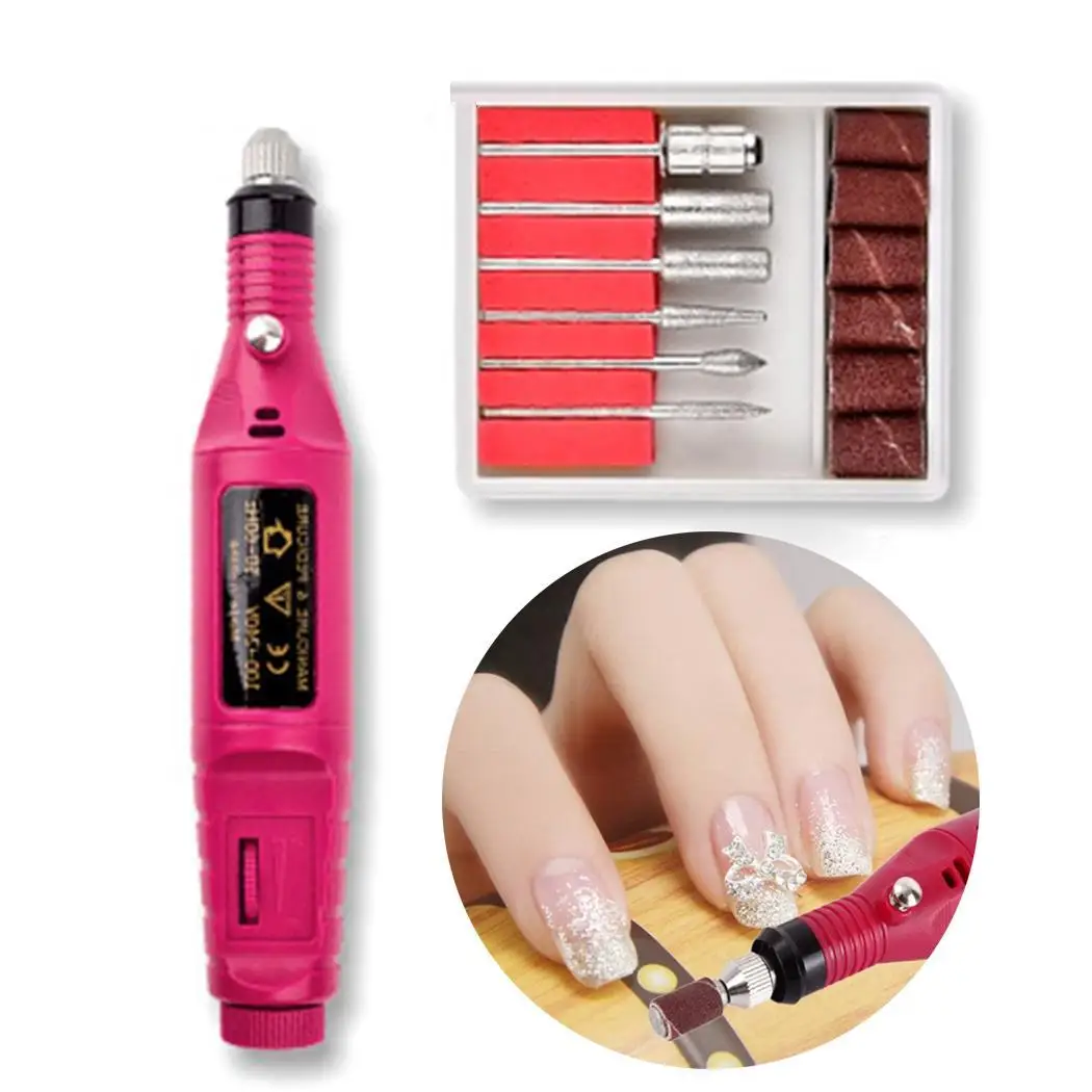 Portable Electric Nail Art Polisher Grinder Powered by 2 AA batteries. Home Manicure White All Skins Tool