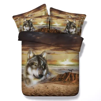 

Hot sale 3D animal Desert wolf bedding set bedlinen set duvet cover set 100%cotton bedding sets home Textiles Children's gift