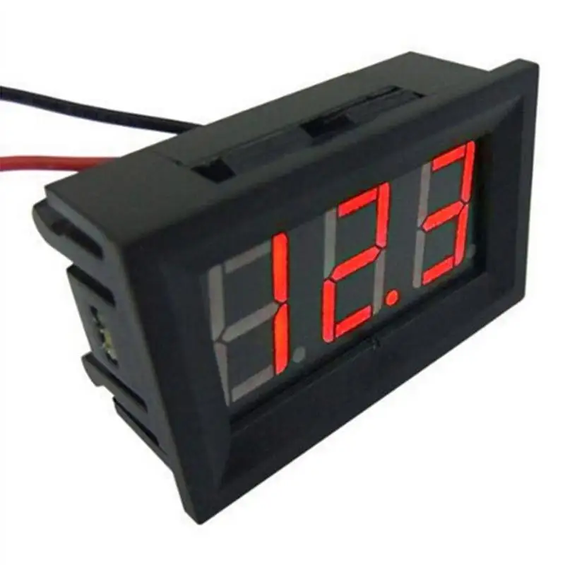 Mini voltímetro probador medidor de voltaje Digital batería de prueba de voltaje DC 2,4 V-30 V 2 cables para el indicador de visualización LED del coche de la motocicleta