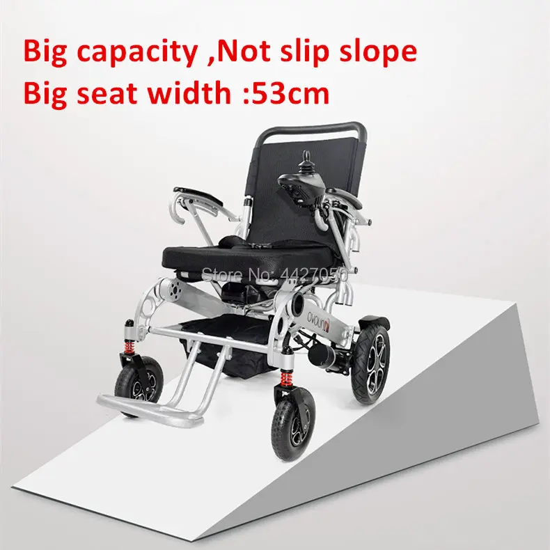 2019 Free shipping 530mm seat width Lightweight folding powered electric wheelchair with lithium battery
