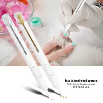 

1 PCS Metal Nail Beads Dotting Pen 1mm Painting Bullion Pen Gold Silver Rhinestone Handle Manicure for Nail Art Decorations