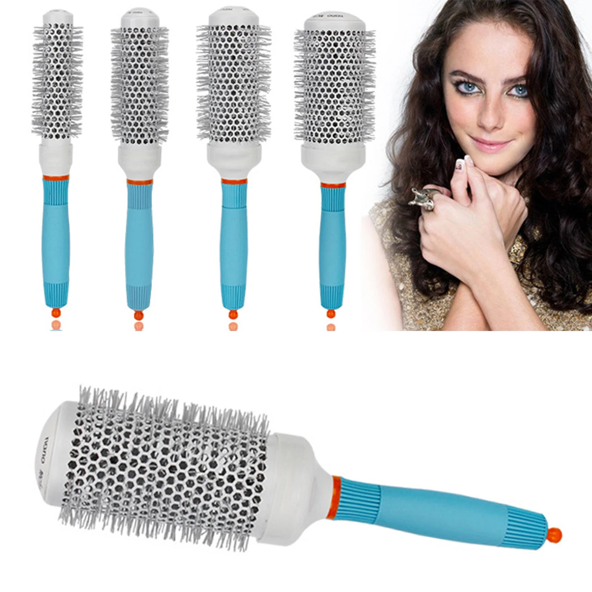 

brand new ceramic hair comb round barrel hair brush heat resistant Iron radial combs curly straightening brushes styling tools