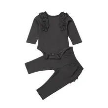 Одежда с оборками для маленьких девочек брючный комбинезон с длинными рукавами и шорты