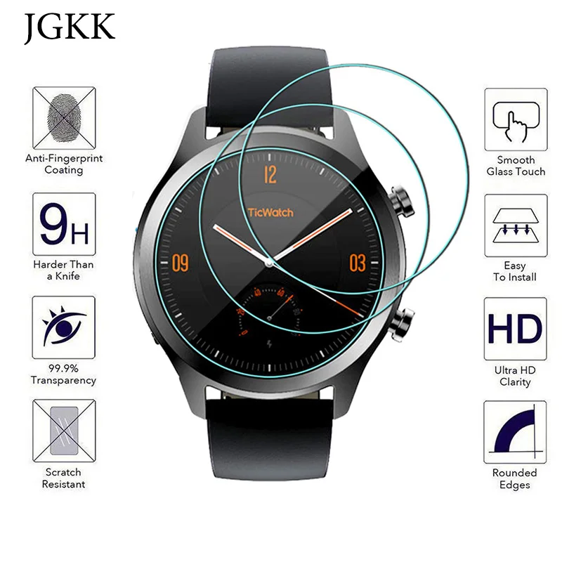 

2Pack Temperes Glass For Ticwatch Smartwatch Pro / S / C2 9H 0.3mm 2.5D Clear Tempered Glass Screen Protector Anti Scratch JGKK