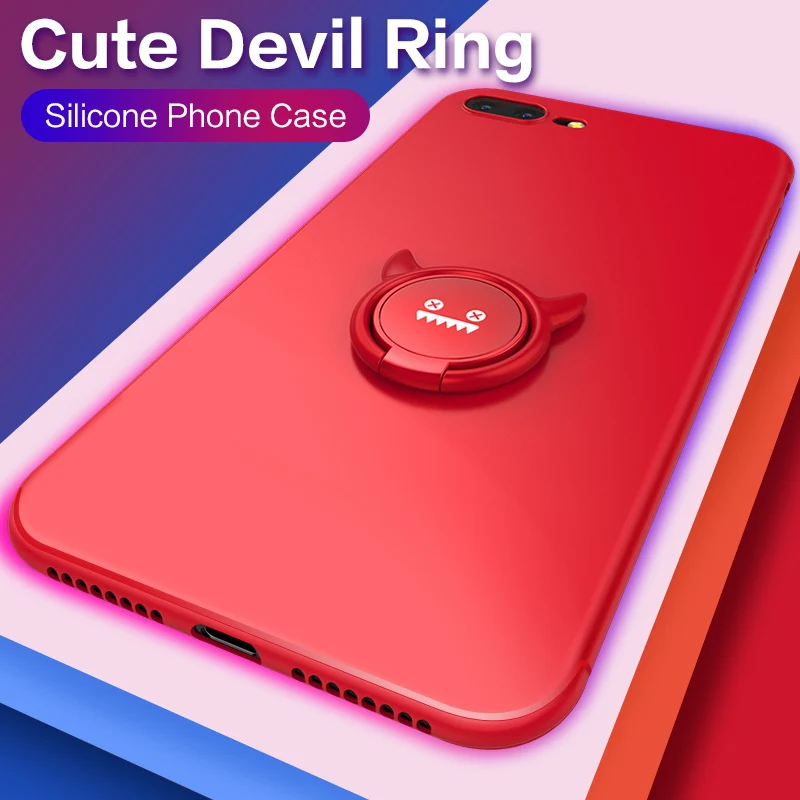 

Lxuxry Cases For iPhone 6 6s 7 8 Plus Ring Holder Soft Silicone Case Cover Bumper For iPhone XR XS MAX Plain Fundas Coques