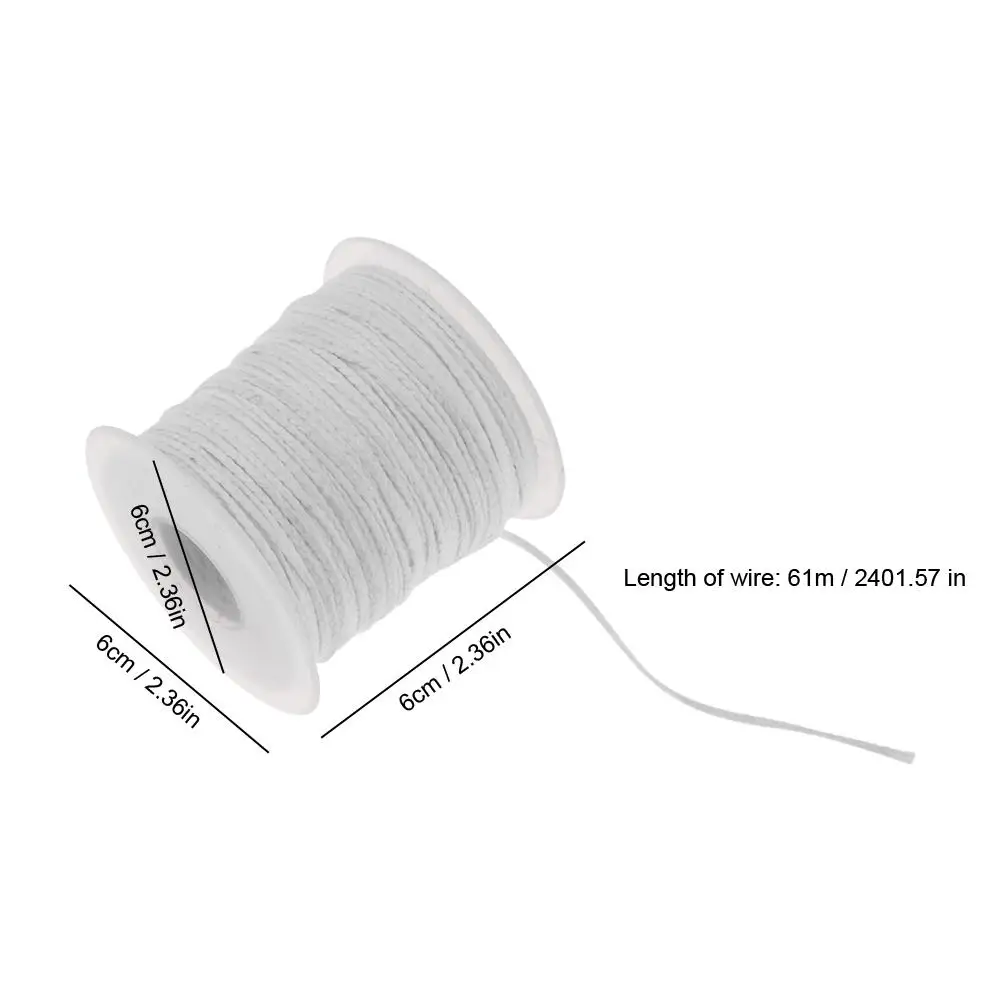 Eco-Friendly Candle Wick Spool 61m Candle Making Cotton Rope Spool White Smokeless Waxed Core for Candle Making Crafts Supplies Candle Wick