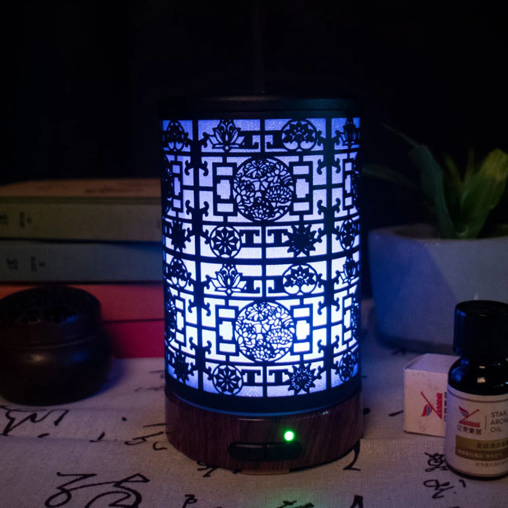 

100ml Air Humidifier Night Light Aroma Diffuser Oil Diffuser Chinese Window Iron Art Air Purifier For Home Office Yoga (US Plug)