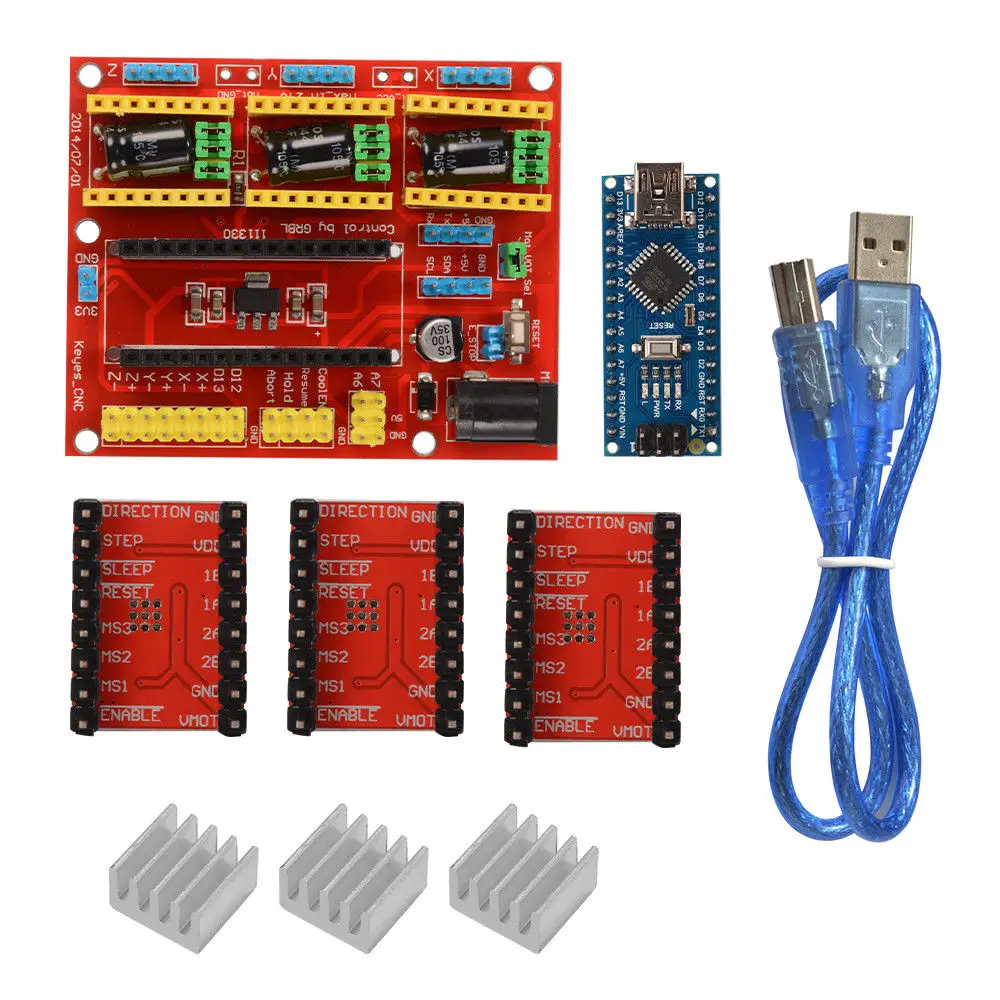 CNC Щит V4 Плата расширения Nano 3 0 шаговый Драйвер A4988 для Arduino 3D принтера TE732|Детали и