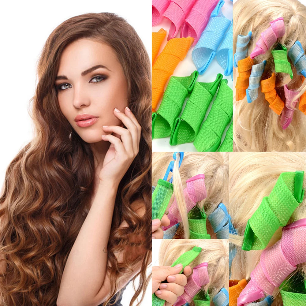 

18pcs/Set Easy to Use 18 Root 25cm Magic Long Hair Curlers Not hurting hair Curl Formers Ringlets Curler Hair Styling Tools Kit