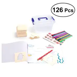 126 шт. набор шаблонов для рисования для обучения в ранней школе DIY деревянный трафарет Образование Рисунок игрушки набор для детей