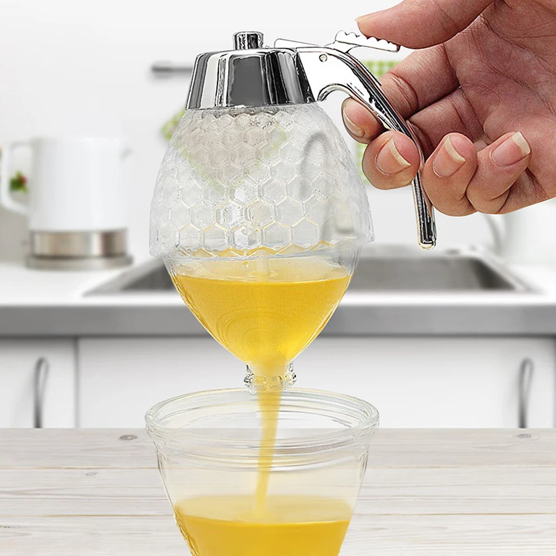 

1x Acrylic Honey Syrup Dispenser Glass Pot Honeycomb Bottle Kitchen Accessories Honey Squeeze Dispenser Kitchen Spice Tools