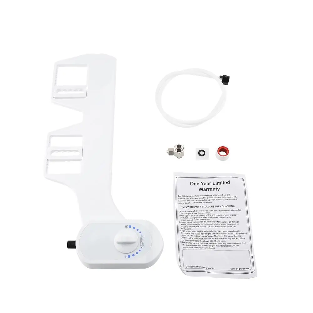 

Bathroom Toilet Hygienic Bidet Seat Attachment Self Cleaning Nozzle Adjustable Water Flow white