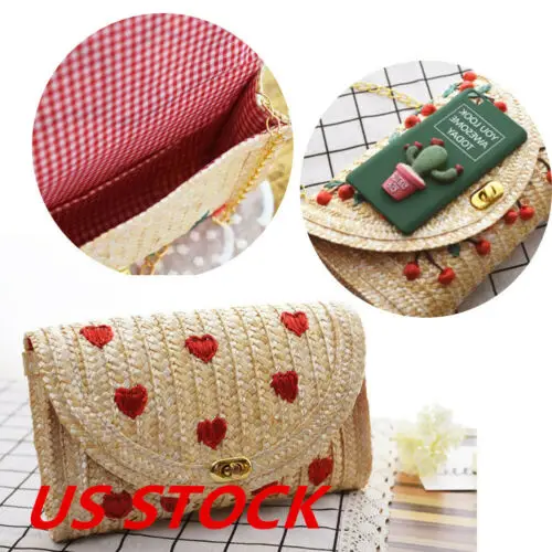 

New Fashion Women Handbag Shoulder Bags Tote Purse Fruit Cherry Straw Hobo Bag