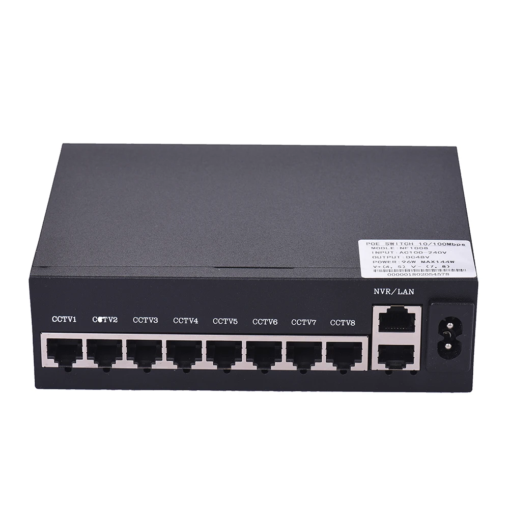 NF1008 коммутатор питания через Ethernet 8 портов Ethernet Порты и разъёмы Uplink Ethernet Порты и разъёмы 1,6 Гбит/с IEEE 802.3at Мощность Over Ethernet 10/100 Мбит/с переключатель Мощность адаптер