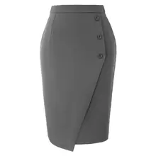 GK faldas mujer для женщин высокая талия однотонная цвет пуговицы Декор сзади разделение Bodycon Карандаш установки на выход по колено юбка S ~ 2XL