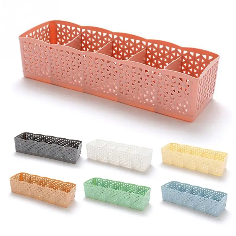 

Plastic Hollow Out 5 Grid Storage Basket Boxes for Jewelry Earrings Necklace Makeup Sundries Container Organizer Carrying Cases