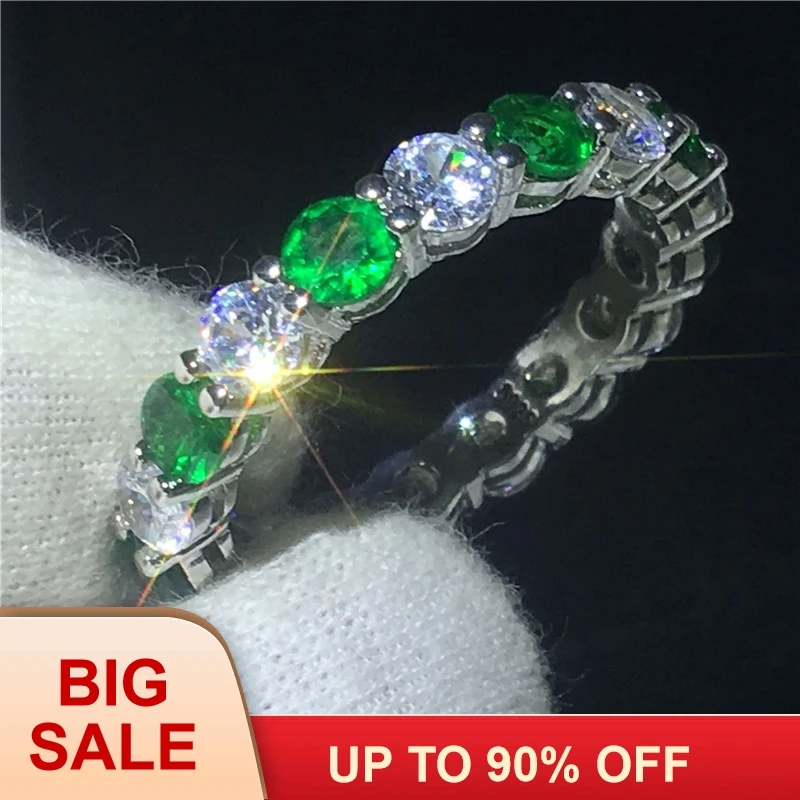 Простой Модный женский марки infinity ring серебряный цвет зеленый 5A Циркон Cz