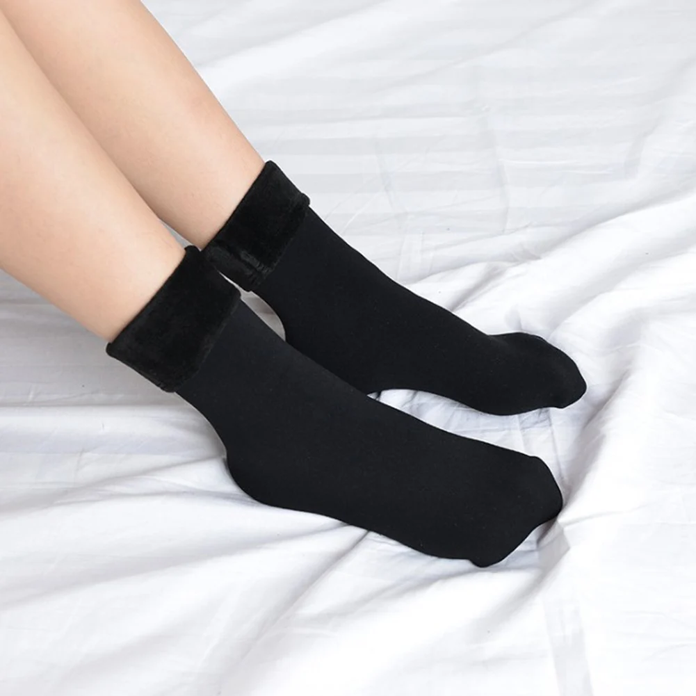 Женские осенне-зимние носки, бархатные плотные носки, одноцветные повседневные теплые носки для сна