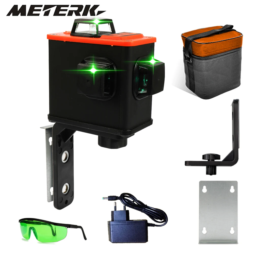

12 lines 3D Laser Level 360 Green Meter nivel laser Projector Scanister Kit green laser level construction tools