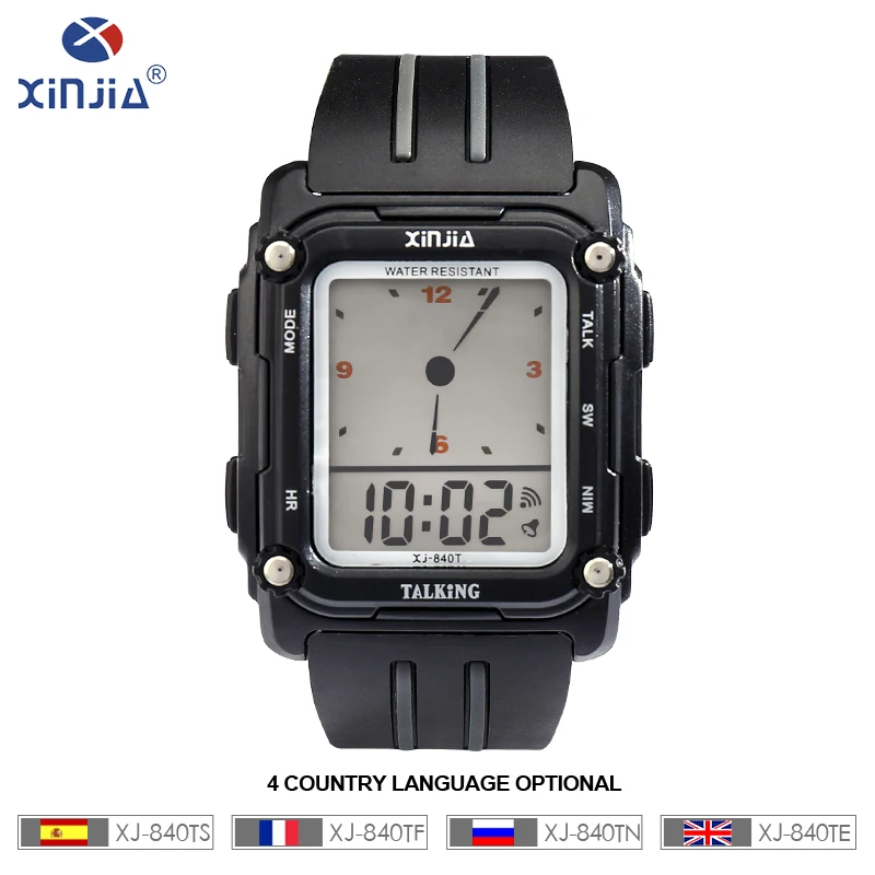 

XINJIA 2018 Smart Talking Watch Voice timekeeping Pointer digital Spanish French Russian English For Blind People Clock XJ-840T