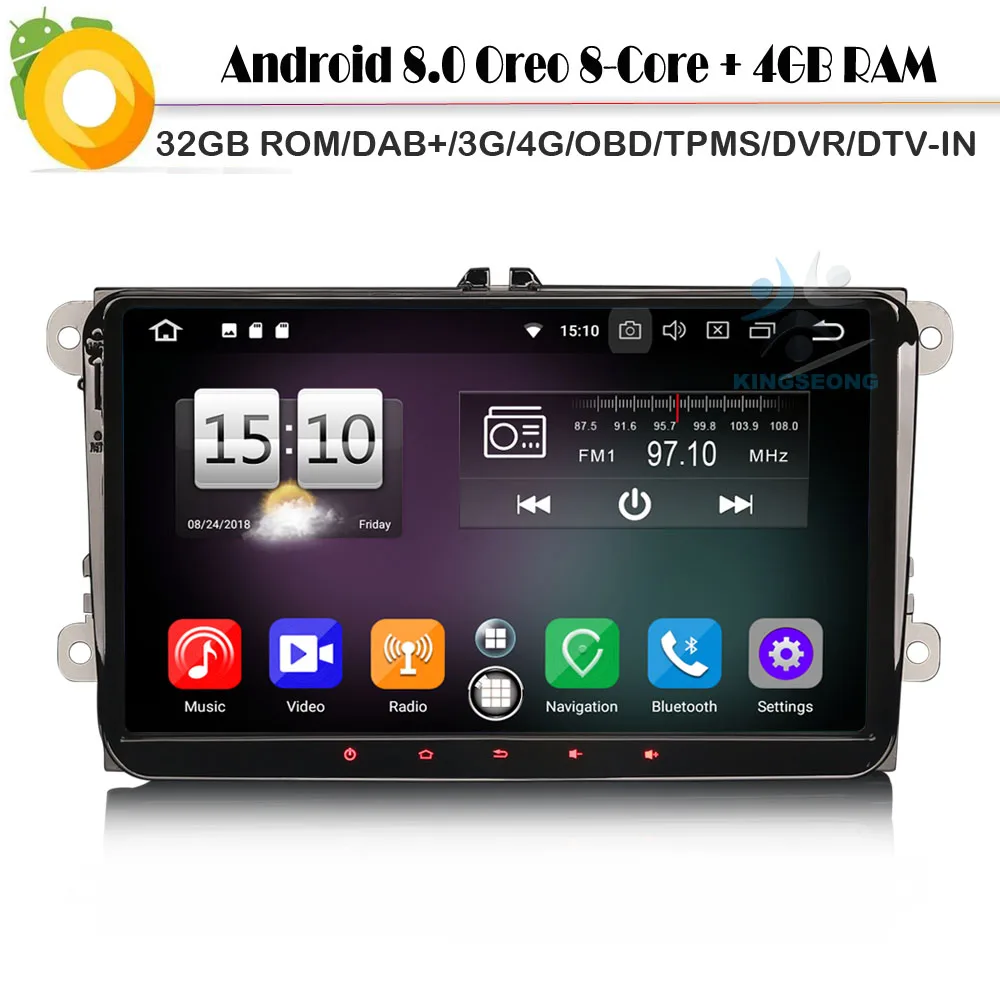 Автомагнитола Sat Nav DAB 9 &quot Android 8 0 мультимедийный плеер для VW PASSAT GOLF 5 6 CADDY TOURAN Wi Fi 4G