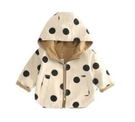 Kids Jacket Fashion Wear On Both Side Unisex Baby Outwear Hooded Dots For Girls Infant Boys Coats 1 2 3 4 Y Child Clothes | Детская