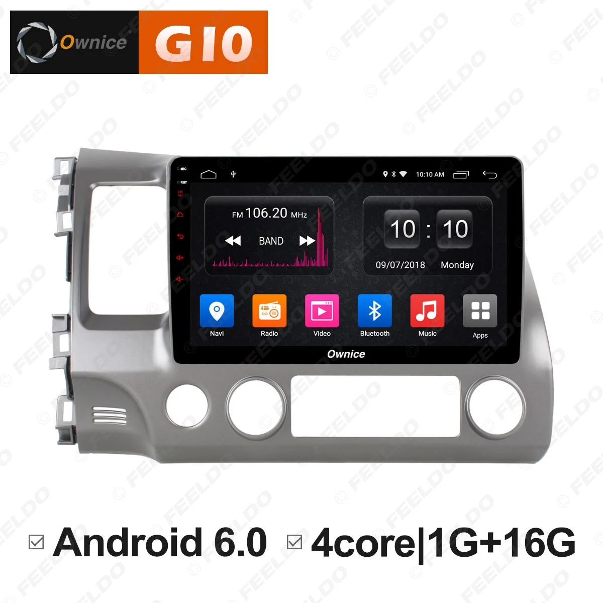 Excellent FEELDO  10.1" 2.5D Nano IPS Screen Android 6.0 Octa Core/DDR3 2G/32G/4G LTE Car Media Player For  Civic 2004-2009 (Civic 8) 0