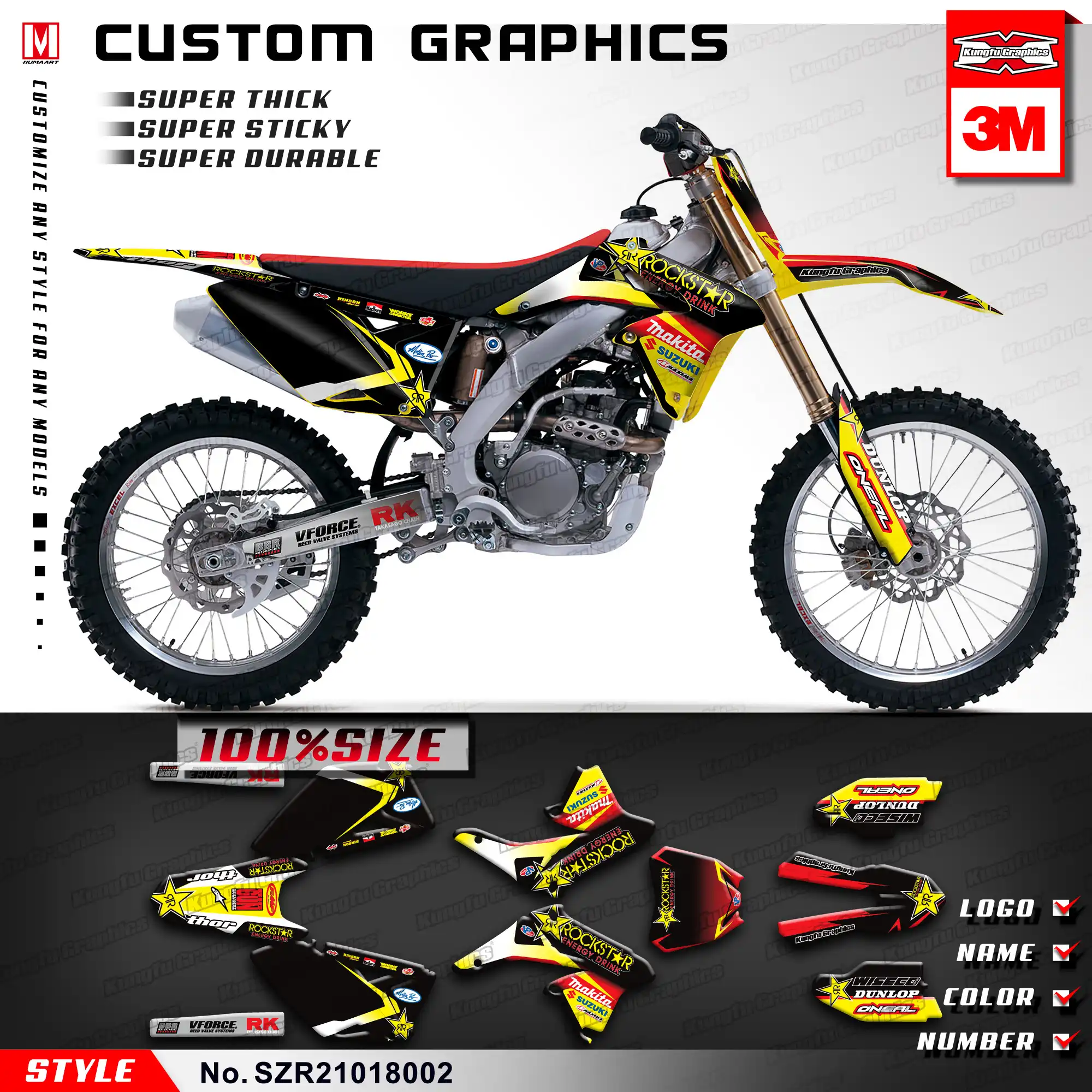 KUNGFU GRAPHICS Vinyl Wraps Motorcycle Custom Decals MX Stickers Kit