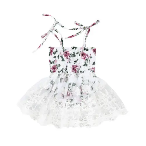 

Flower Baby Girl Summer Princess Dress Vestidos Sundress Kids Girls Sleeveless Party Wedding Pageant Tulle Tutu Dresses