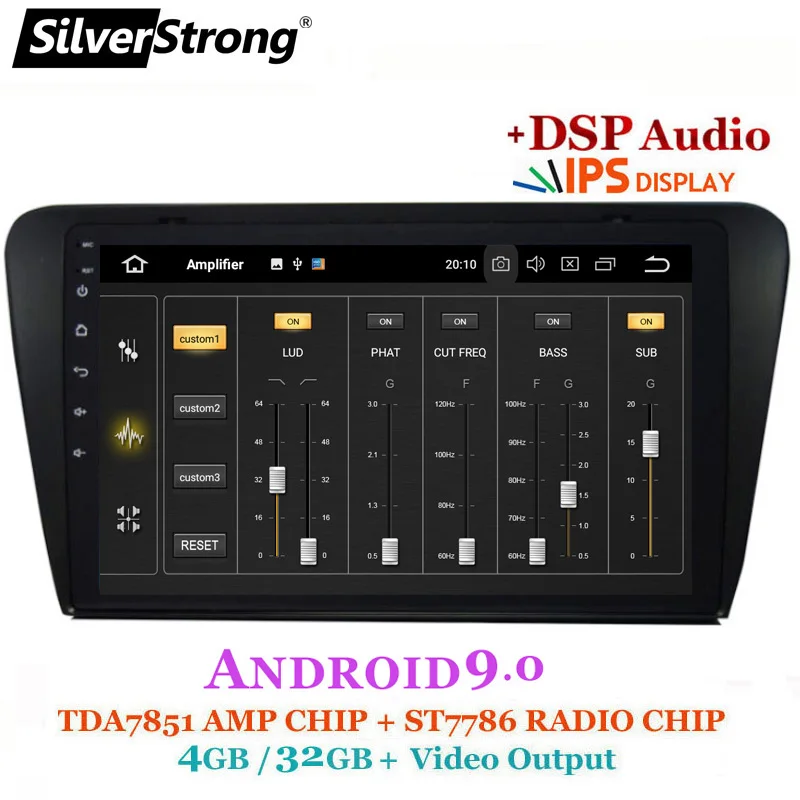 SilverStrong Android9.0 4 Гб ОЗУ 8 ядерный автомобильный DVD для Skoda Octavia3 Octavia A7 радио Bluetooth DAB+ опция TPMS DSP