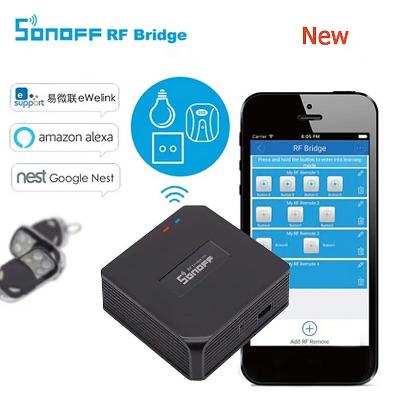 

WiFi 2.4GHz RF Bridge WiFi 433 MHz Replacement Smart Home Automation Universal Switch Intelligent Domotica Wi-Fi Remote RF Cont
