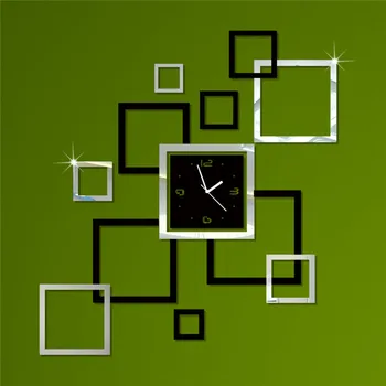 

Creative Mirror Wall Clock Square Clock 3D DIY Acrylic Mirror Stickers Watch Sitting Room Bracket Modern Home Decoration