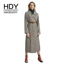 HDY Haoduoyi осень зима новая модная повседневная классическая деловая верхняя одежда с двойной грудью ветровка женский длинный плащ