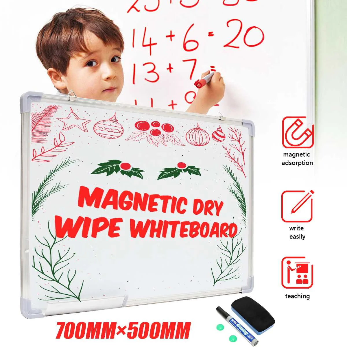 

28x20 Inch Magnetic Whiteboard Writing Notice Board Single Side Office School Message