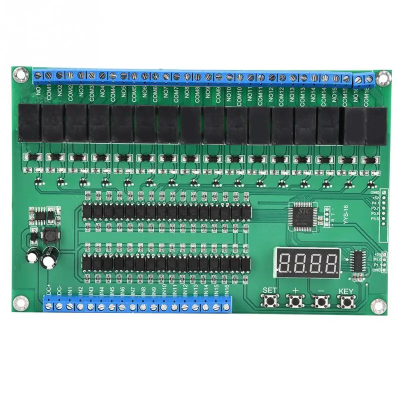 

16-channel Relay Control Module Digit Display PLC/Self-latching/Interlock/Momentary ON/OFF