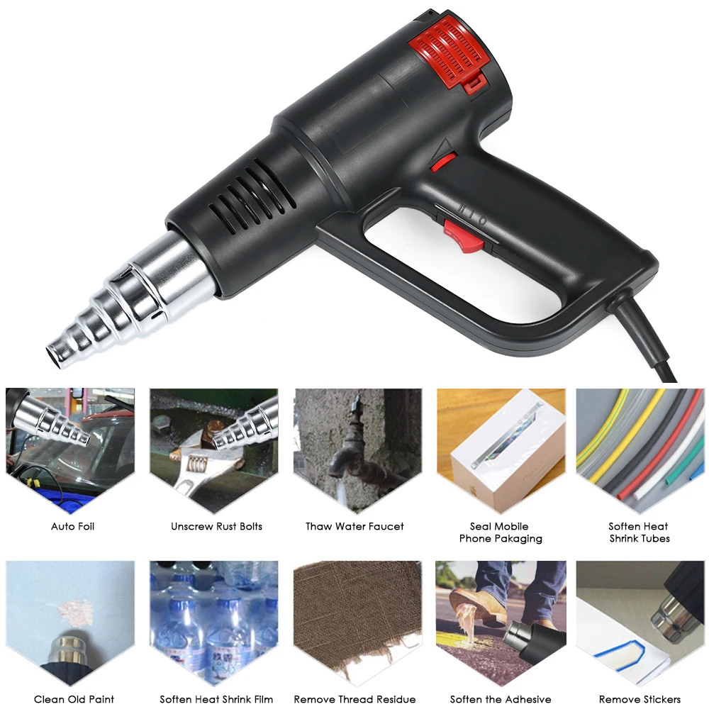 

2000W Industrial Fast Heating Hot Air Gun High Quality Handheld Heat Blower Electric Adjustable Temperature Heat Gun Tool