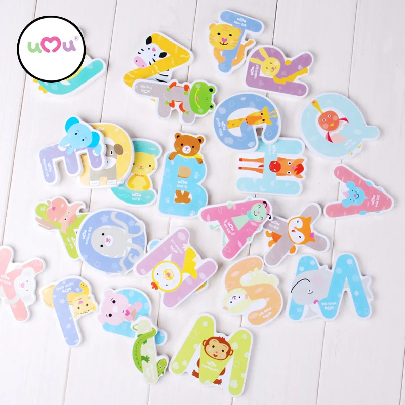 

[Umu] Learning Education Puzzle Wooden Cartoon Alphabet ABC~XYZ Magnets High Quality Child Educational Wooden Toy Gift