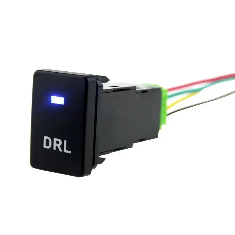 

150mm Cable Blue LED Light 12V Car DRL Daytime Switch Button with Cable For Toyota Camry Corolla Yaris Highlander Prado