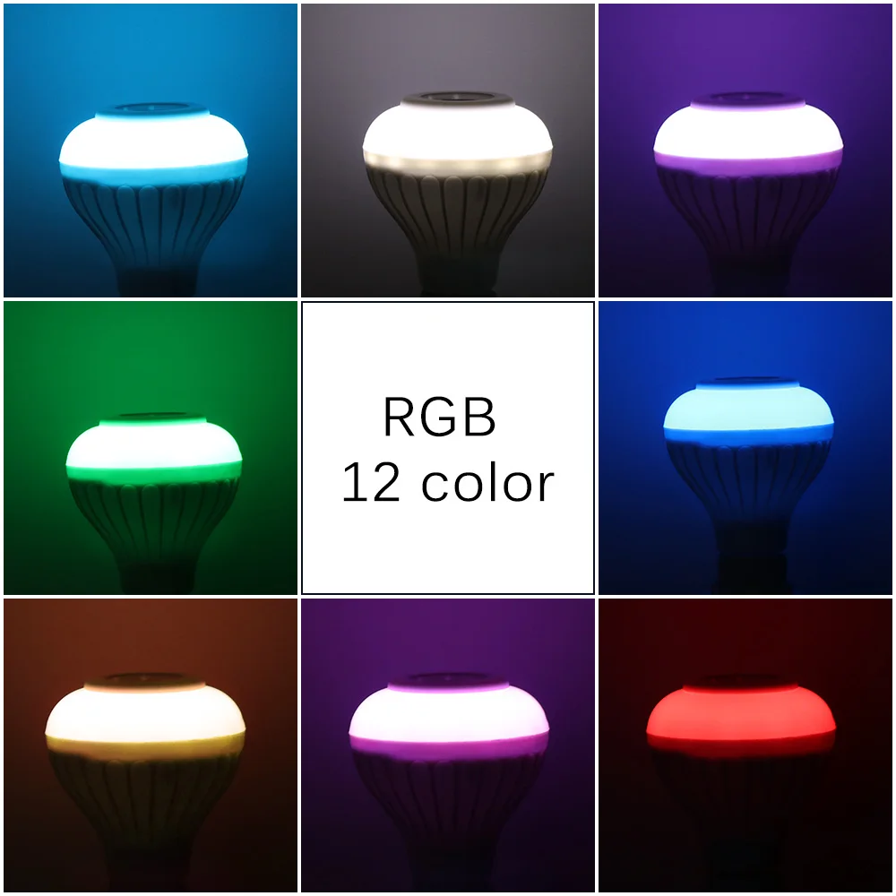 Konesky Smart E27 rgb-колонка с bluetooth светодиодный лампочка 12 W музыка играет затемнения Беспроводной светодиодный лампы с 24keys дистанционного Управление