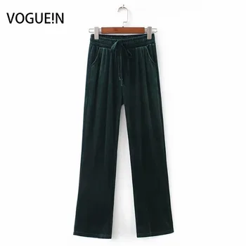 

VOGUEIN New Womens Vintage Warm Green/Burgundy Velvet Tie Pants Trousers Wholesale