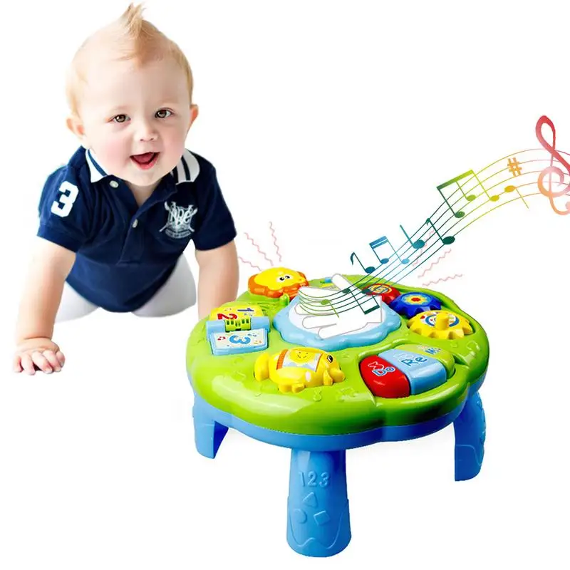 

Learning Activity Table Baby Toys Educational Musical Desk Toys With Piano Pat Drum Light Up For Baby Infants